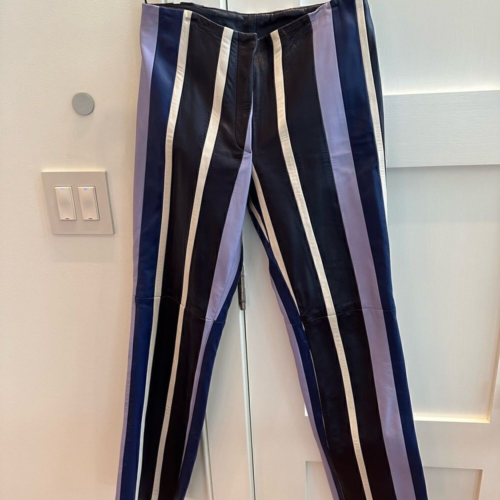 Cynthia Rowley vintage leather stripe pants -size 8